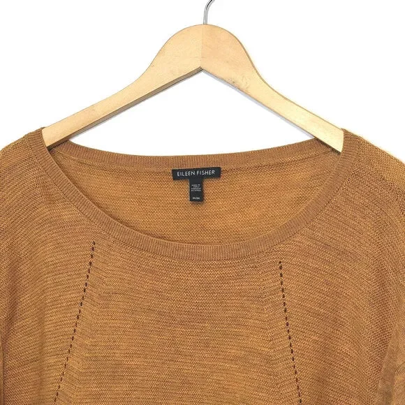 Eileen Fisher Royal Alpaca Wool Pointelle Knit Long Sleeve Sweater Size M - Picture 4 of 16